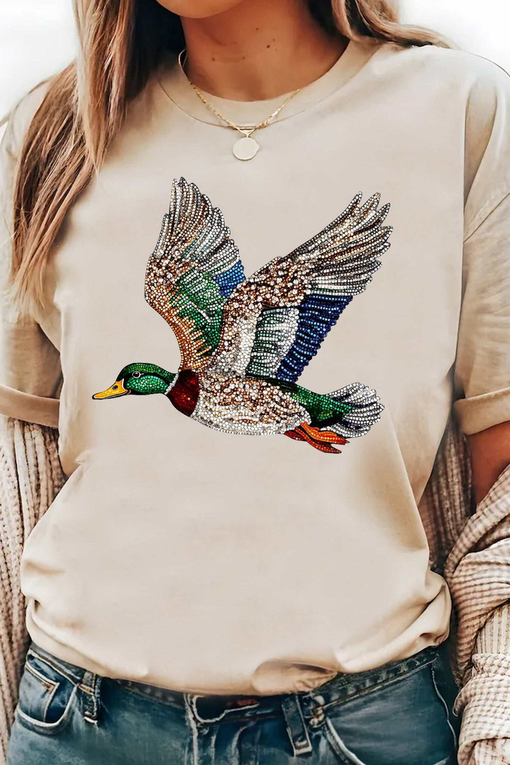 Khaki flying mallard tee, alternate view
