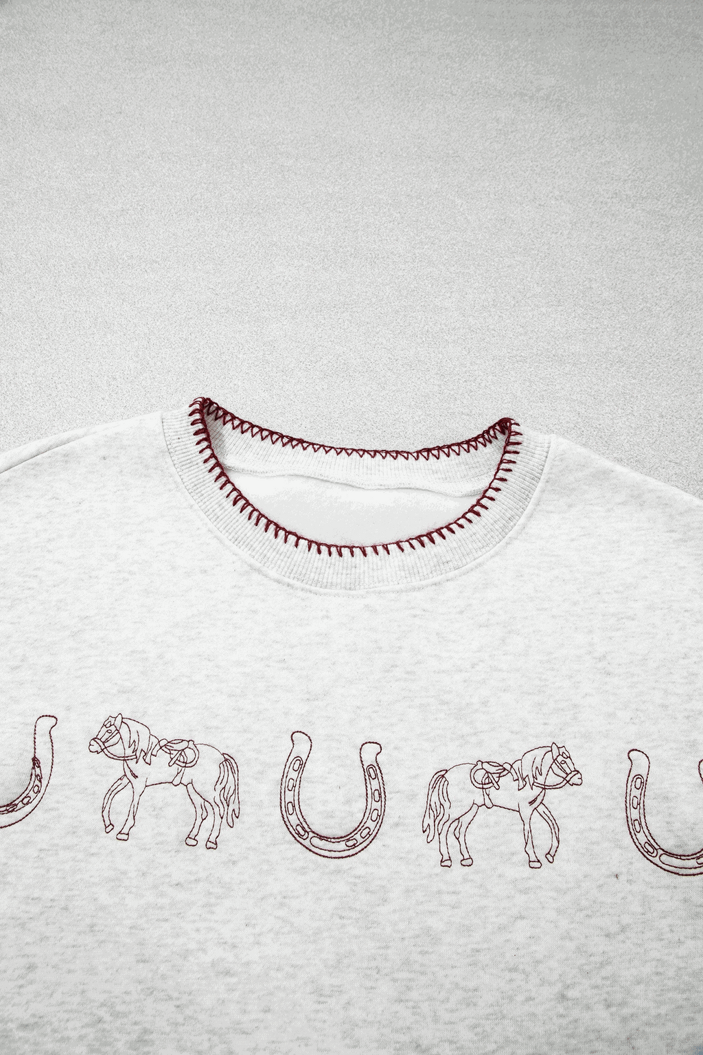 Light grey western embroidered sweatshirt, view 3