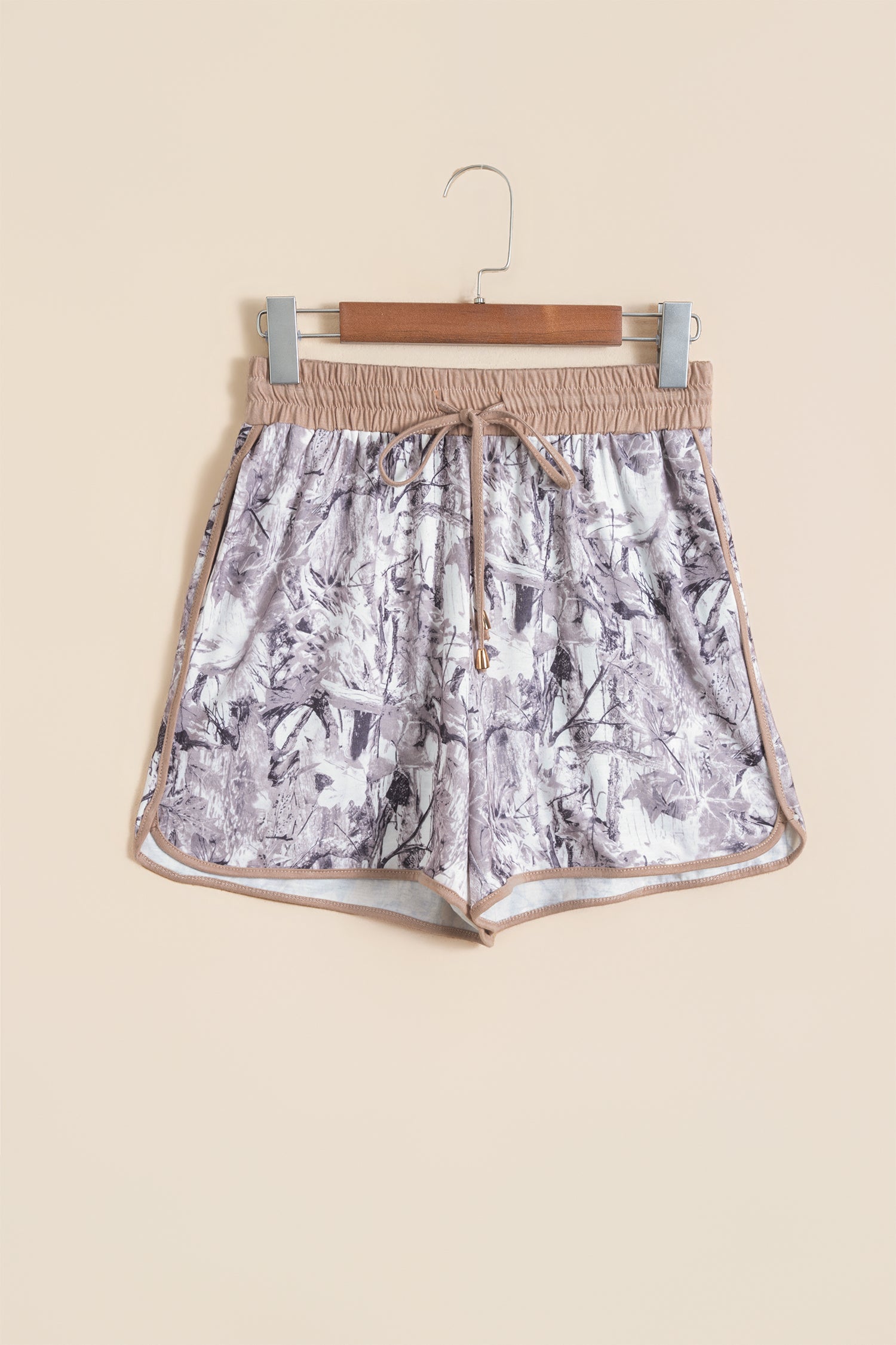 Khaki Camo Woodland Print Drawstring Active Shorts Dear-Lover Dropshipping