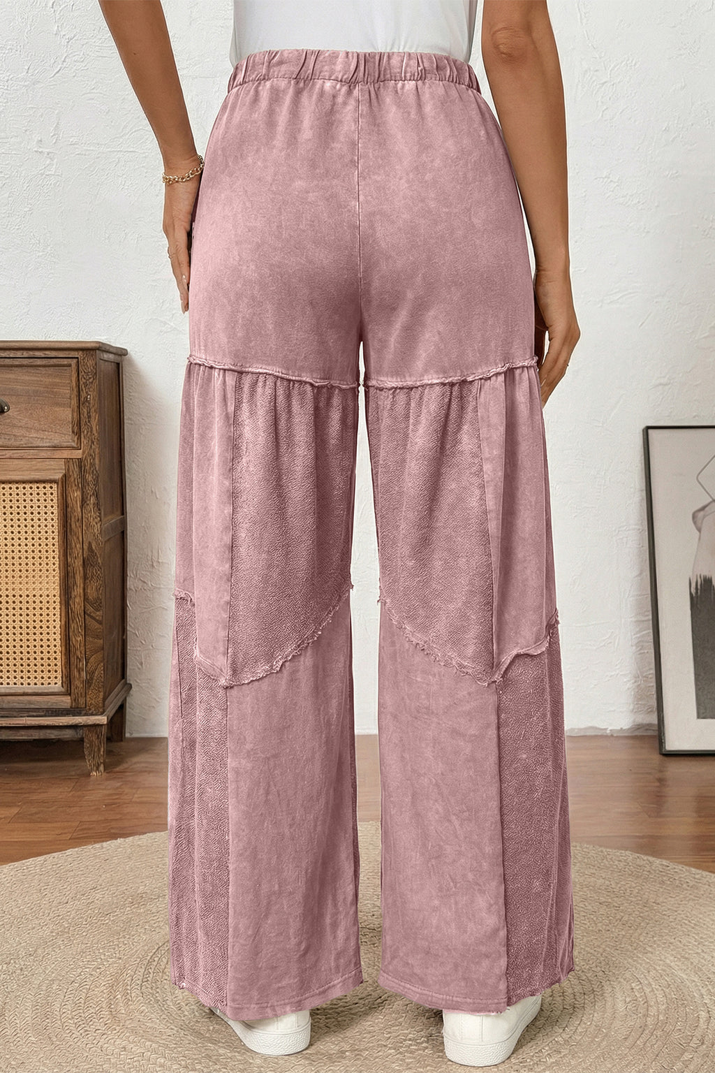 Black tiered wide leg pants, view 18