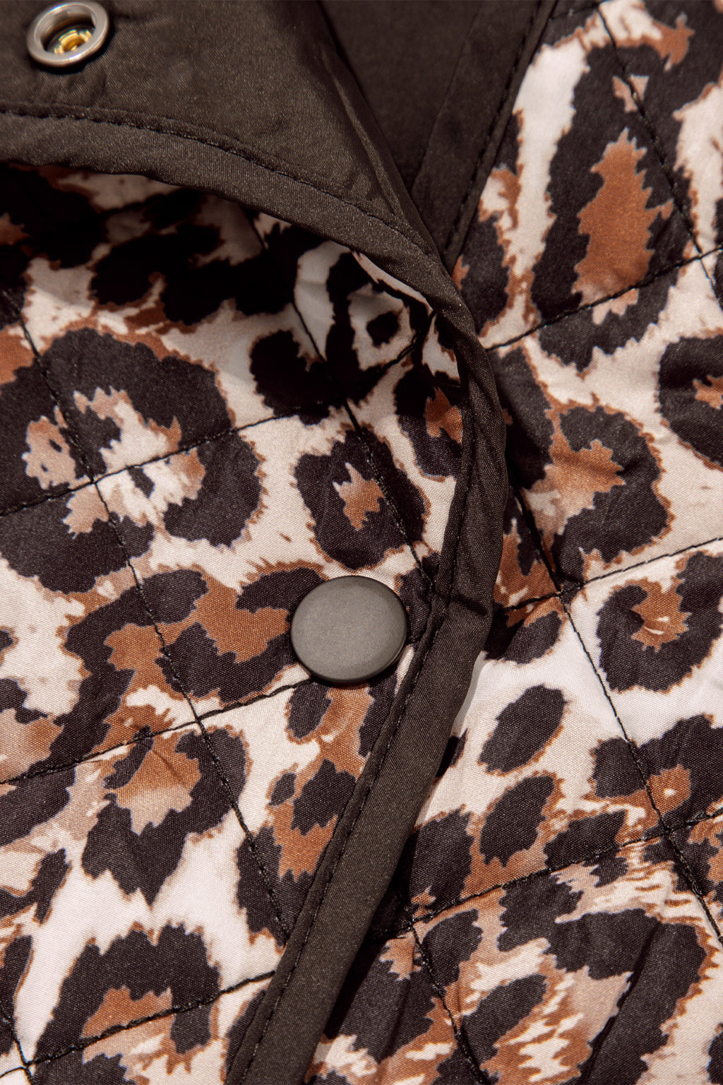 Brown leopard quilted jacket, view 5