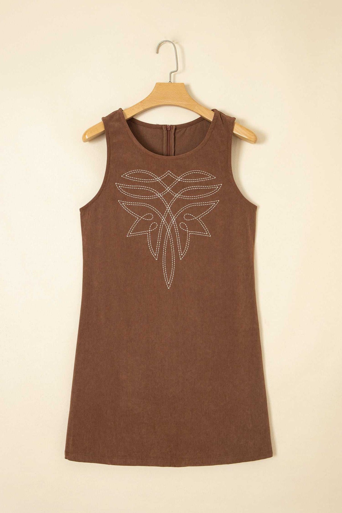 Coffee corduroy shift dress, view 7