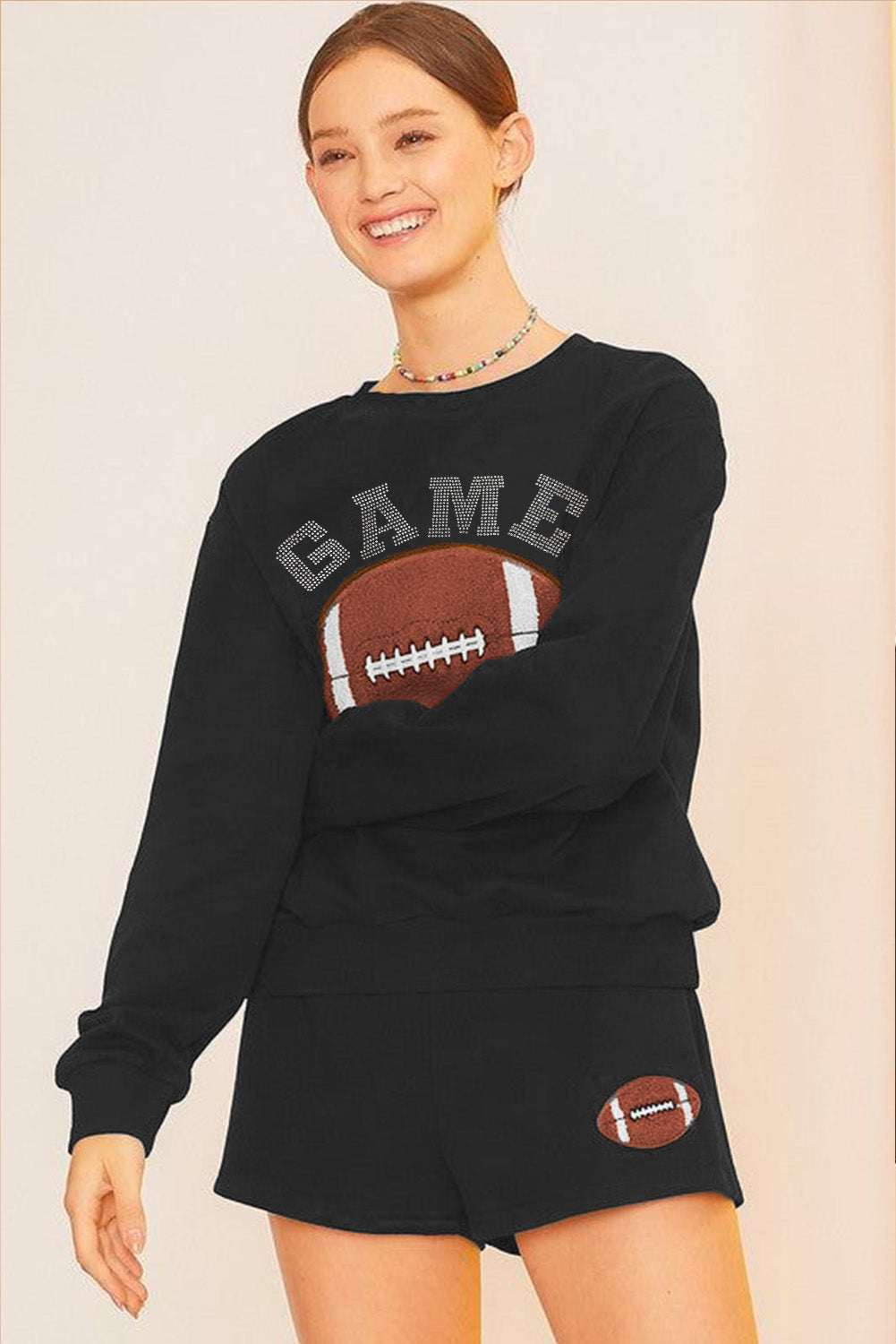 Black game day pullover set, alternate view