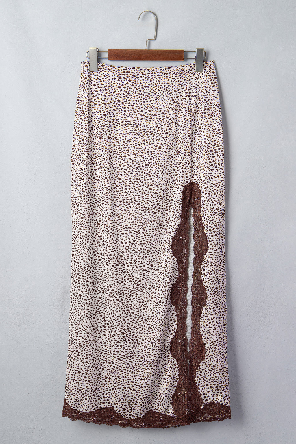 Cheetah trim satin skirt, view 4