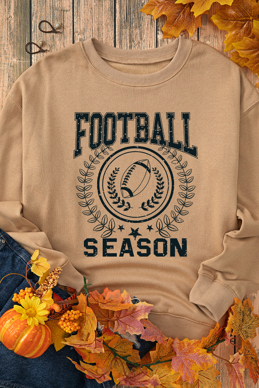 Khaki football season sweatshirt, alternate view