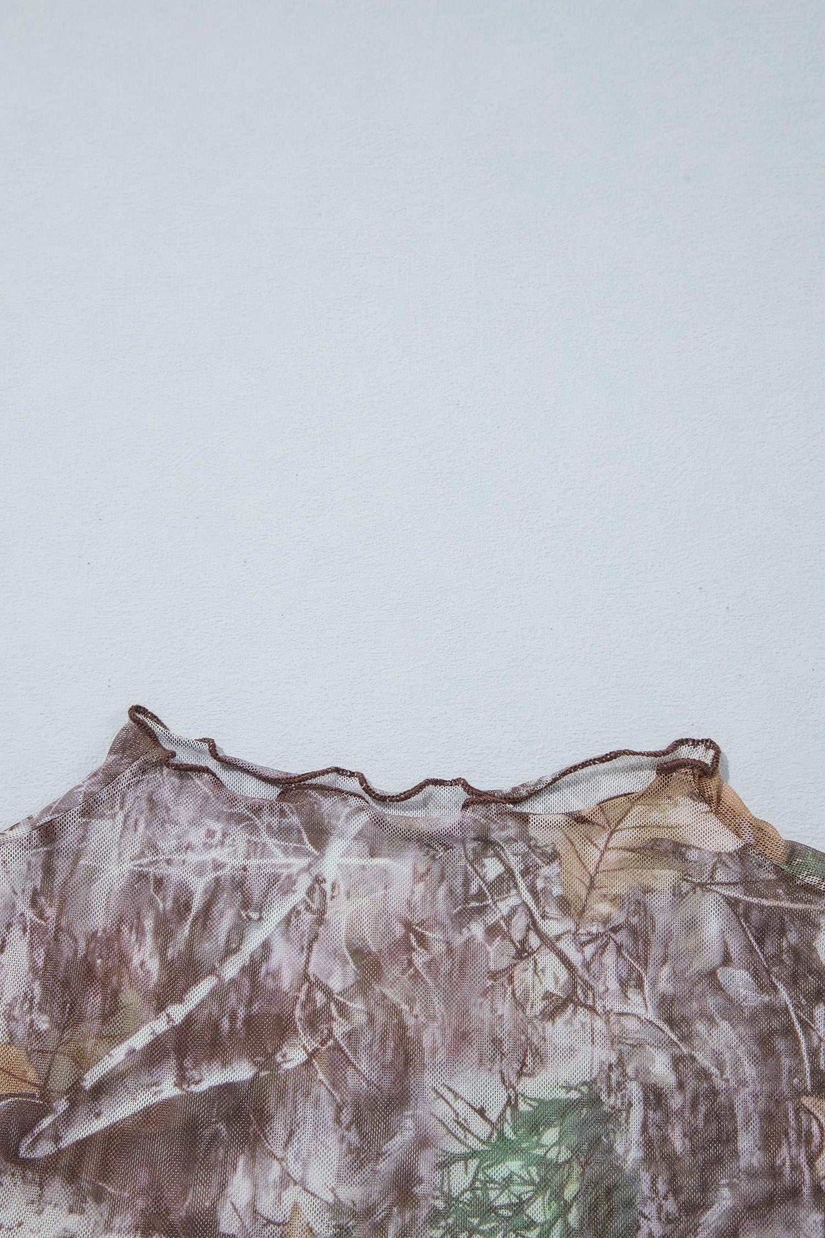 Smoke gray floral mesh top, view 18