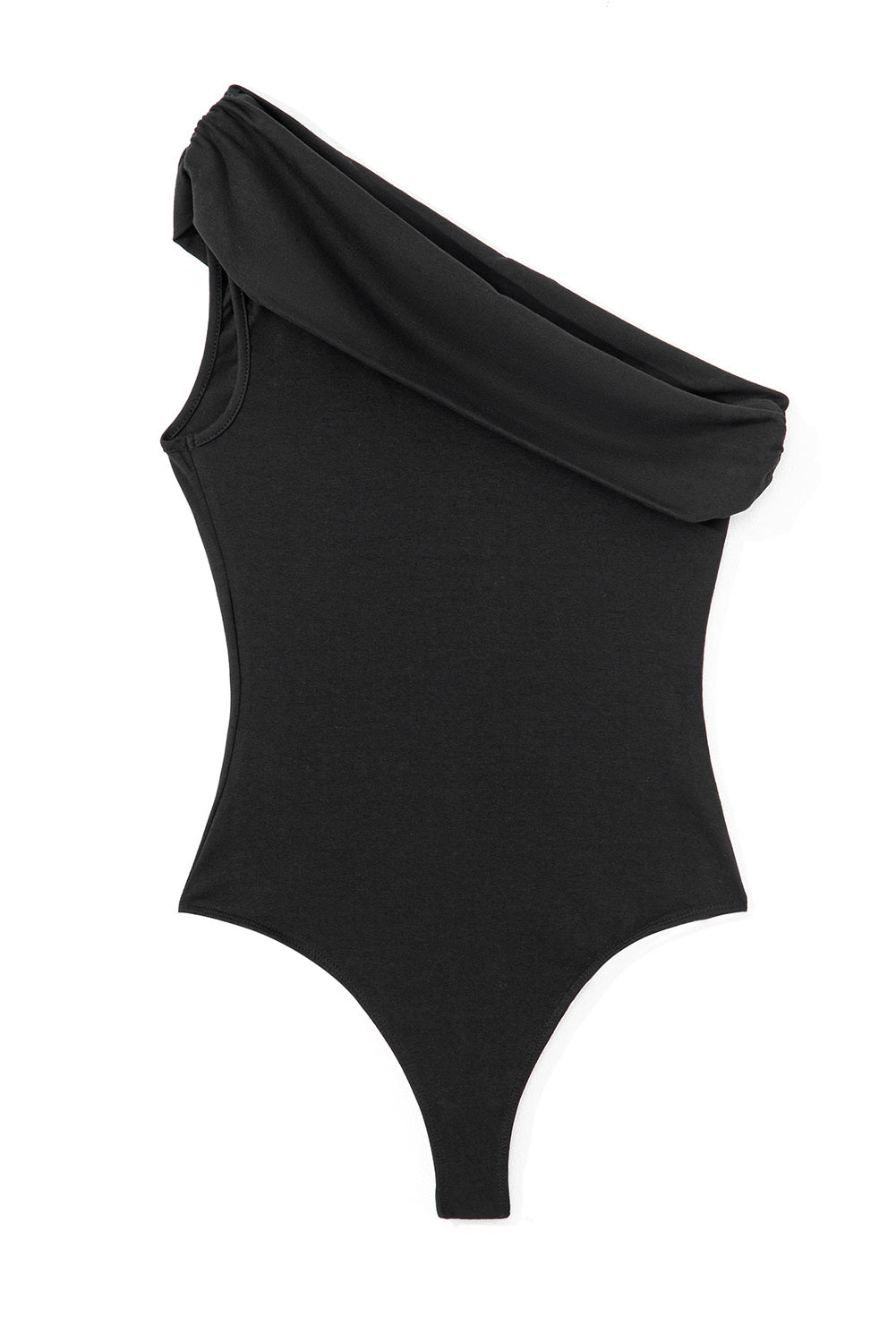 Black one shoulder bodysuit, view 7