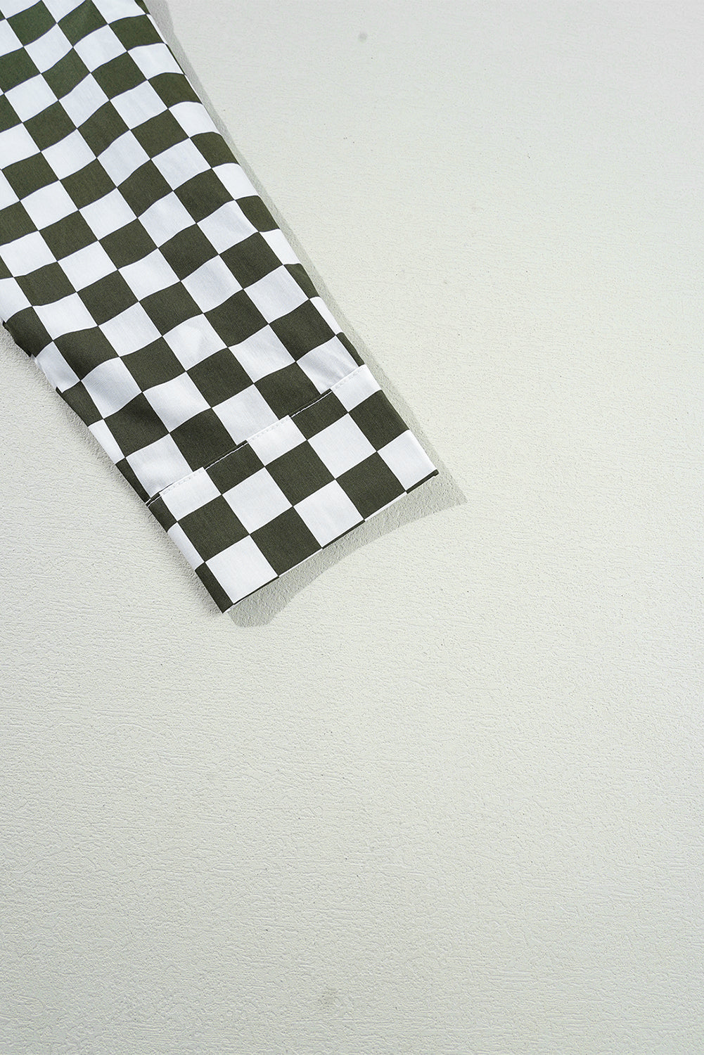 Green Checkerboard Print Drop Shoulder Shirt