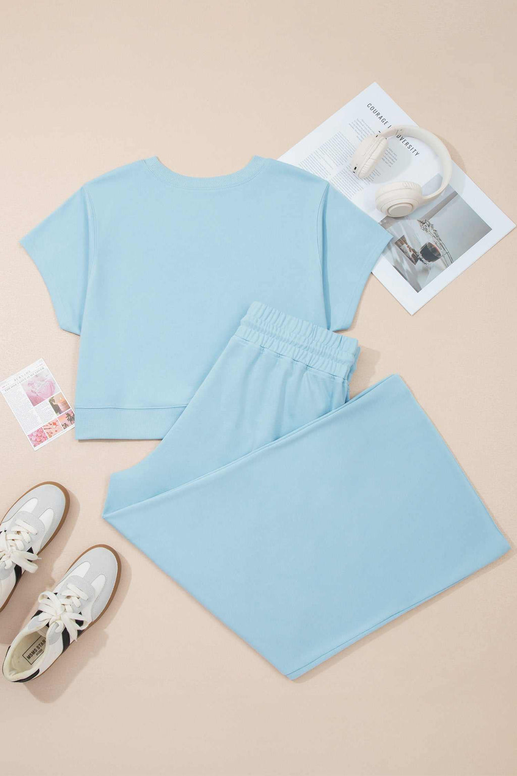 Mist blue plus size lounge set, view 3