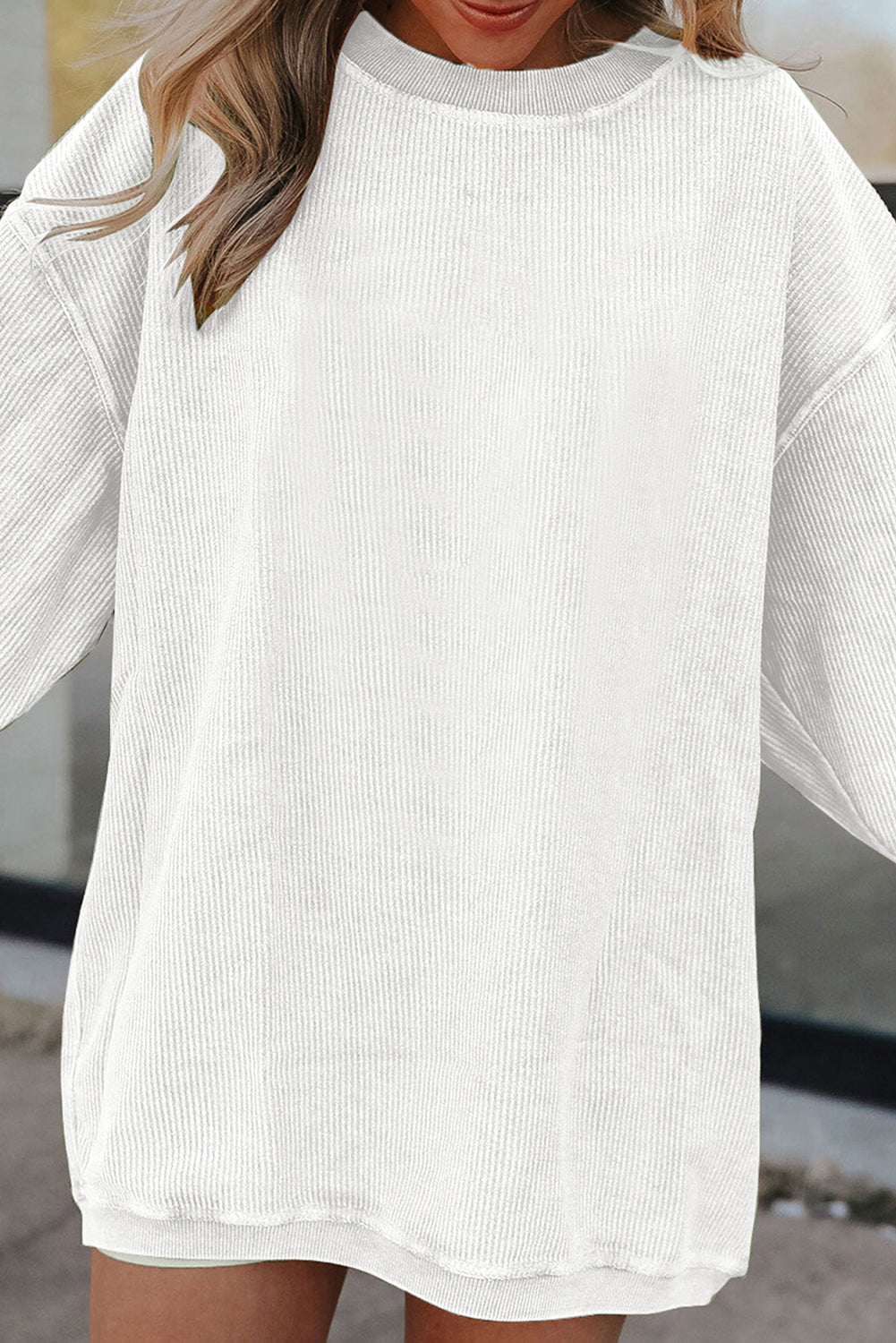 Smoke gray corduroy sweatshirt, view 12