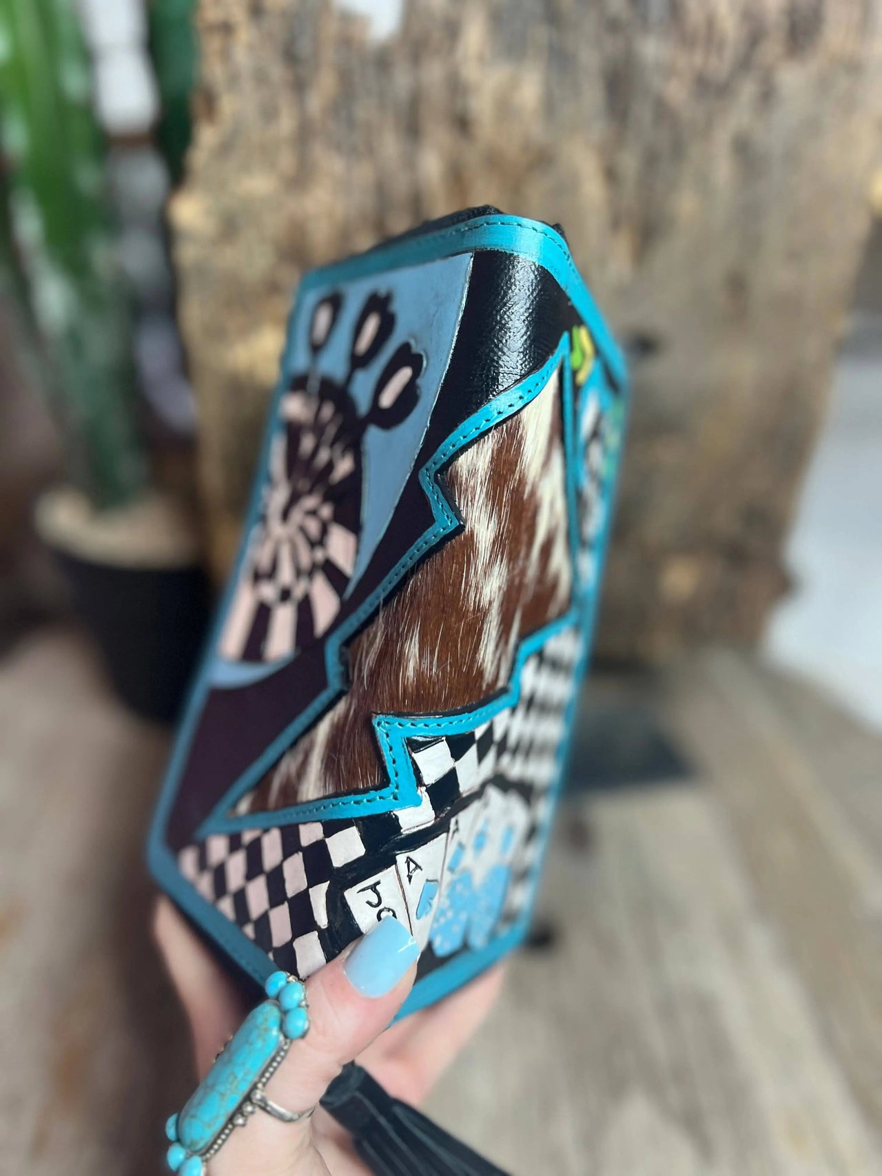 Turquoise Rocker Electric Rodeo Large Zippered Wallet