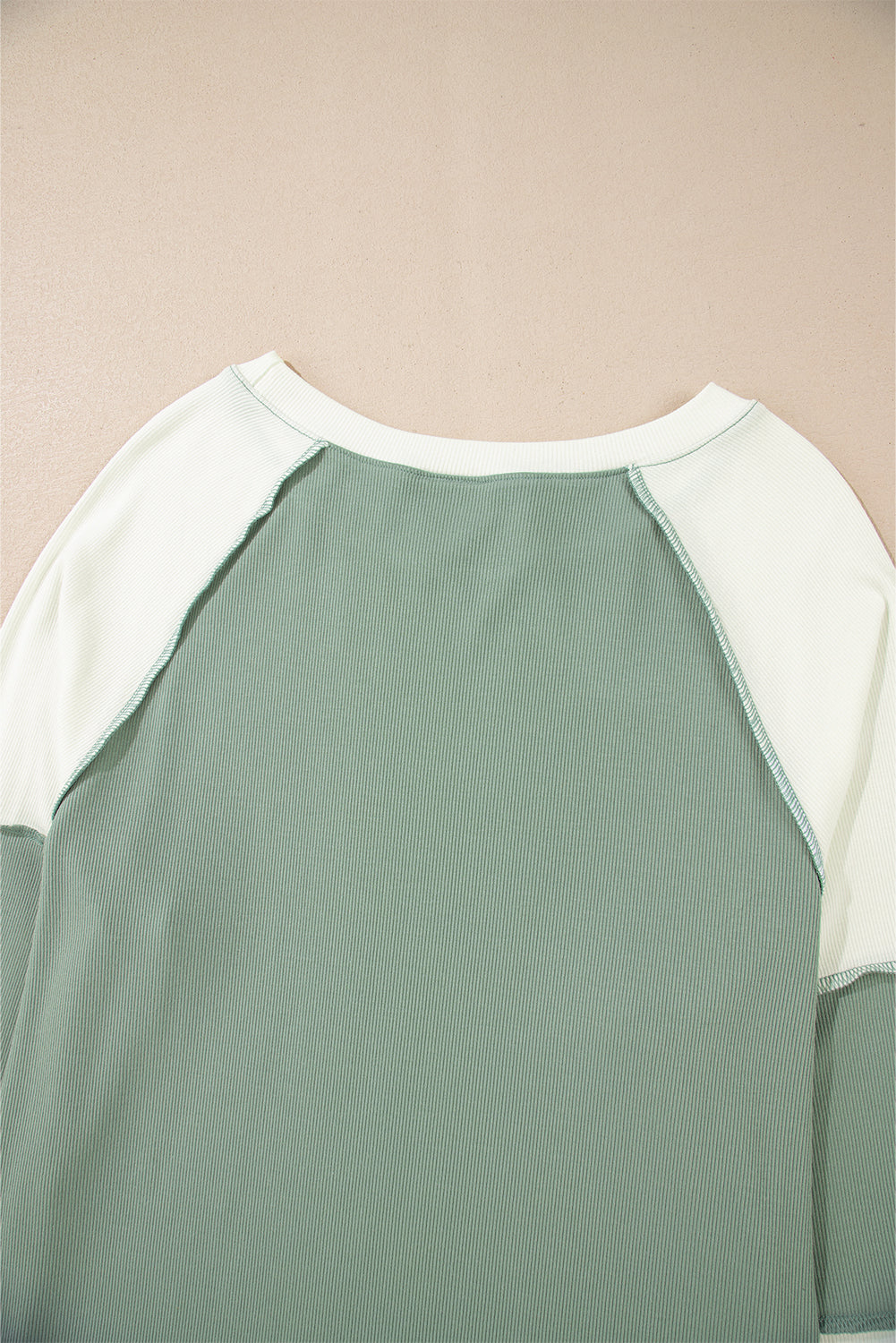 Mint Green Colorblock Raglan Long Sleeve Top