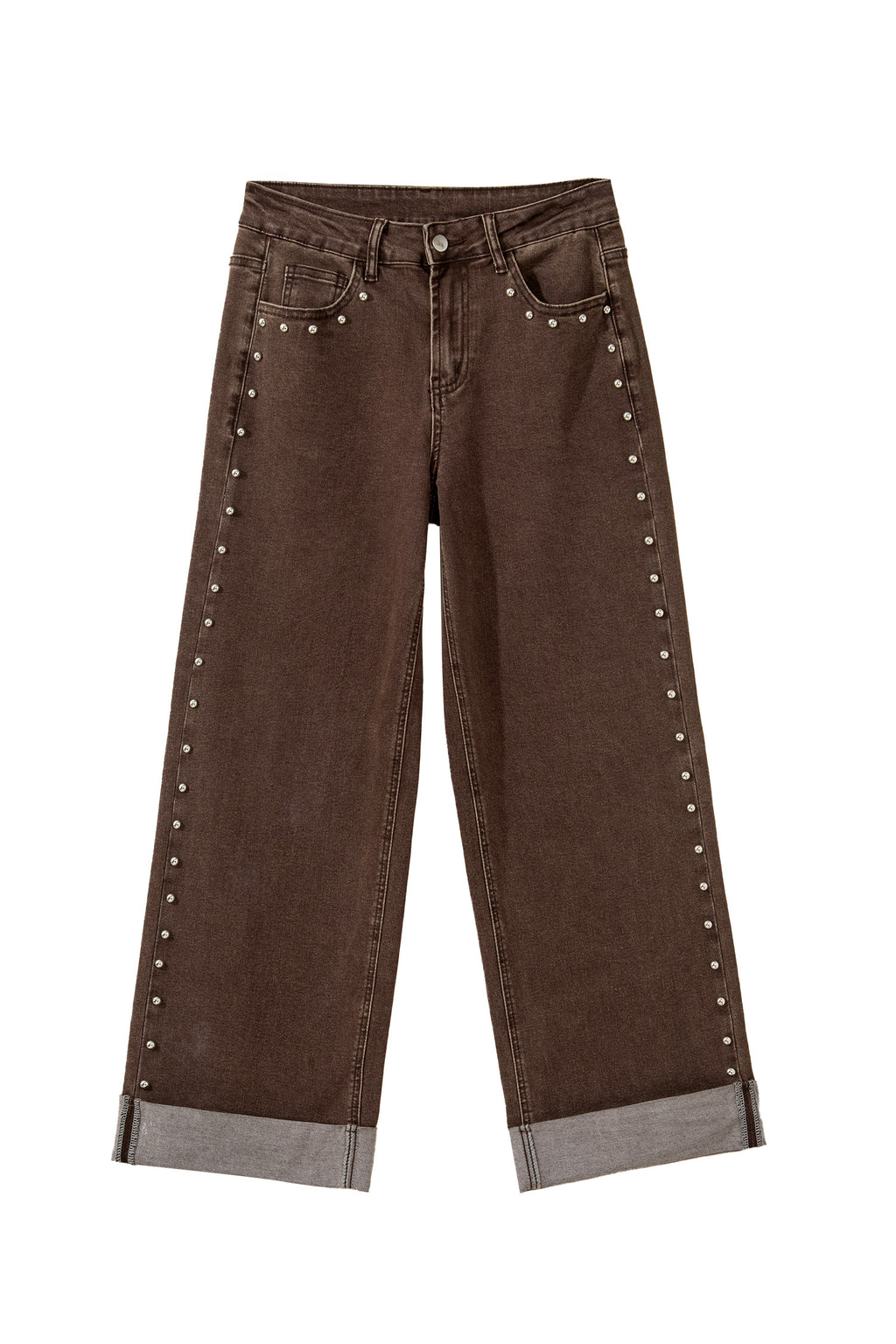 Black Studded Detail Straight Leg Casual Loose Jeans BD Boutique