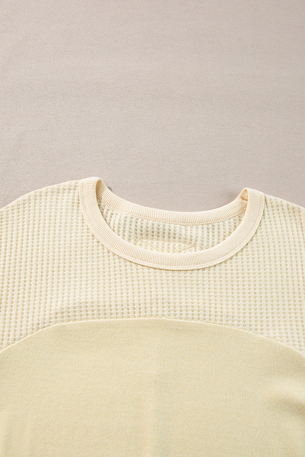 Beige Thermal Knit Long Sleeve Top