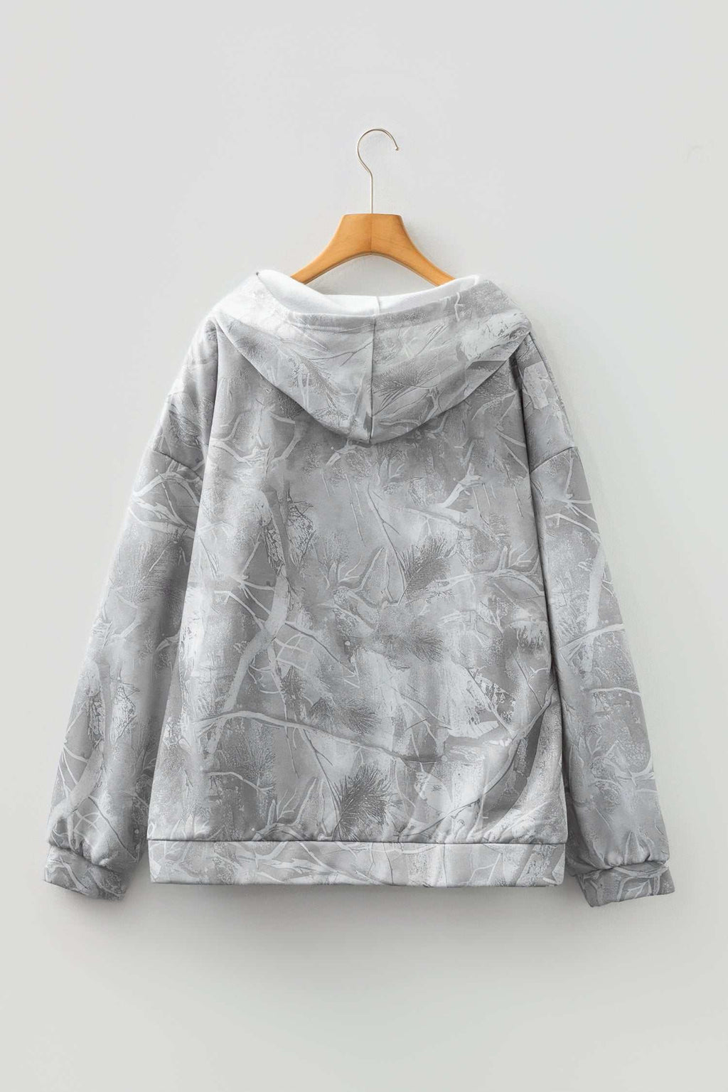 Gray Plus Size Camouflage Woodland Print Oversized Sporty Hoodie BD Boutique