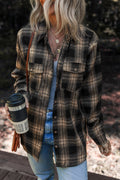 Multicolour Retro Plaid Double Flap Pocket Brushed Shacket Dear-Lover Dropshipping