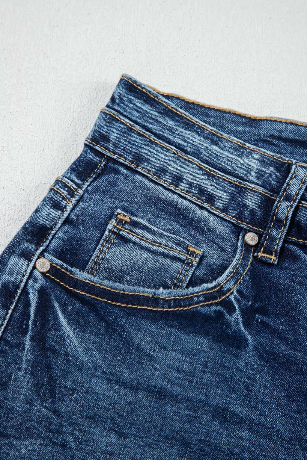 Blue acid wash flare jeans, view 27
