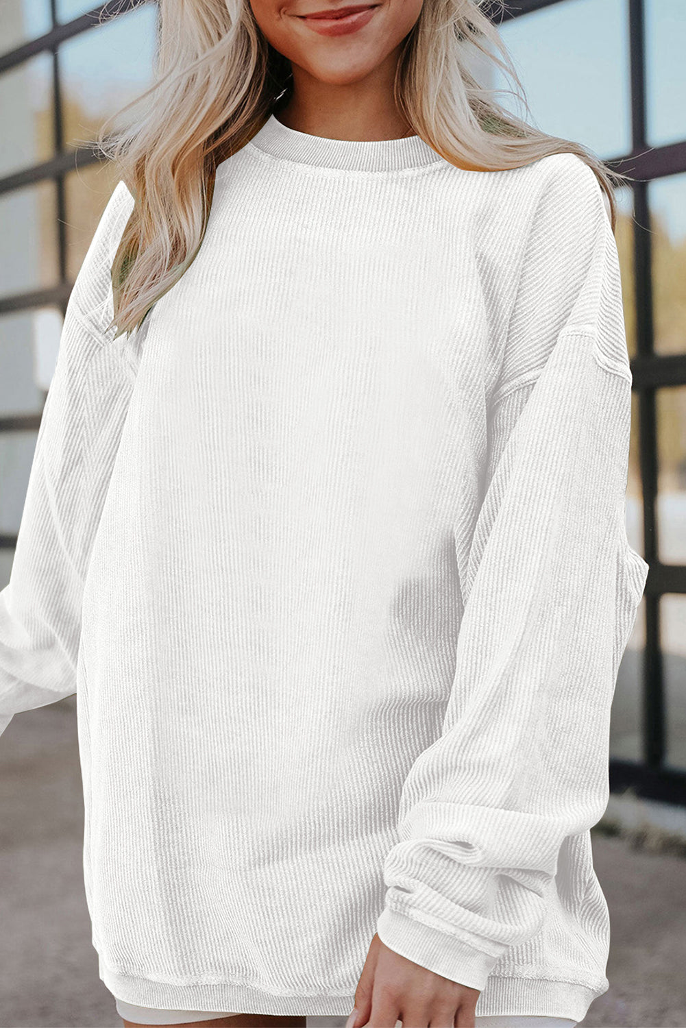 Smoke gray corduroy sweatshirt, view 10