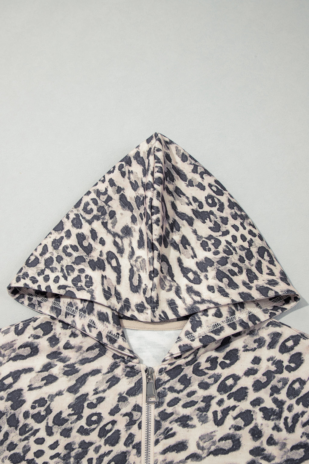 Leopard zip-up hoodie pant set, view 6