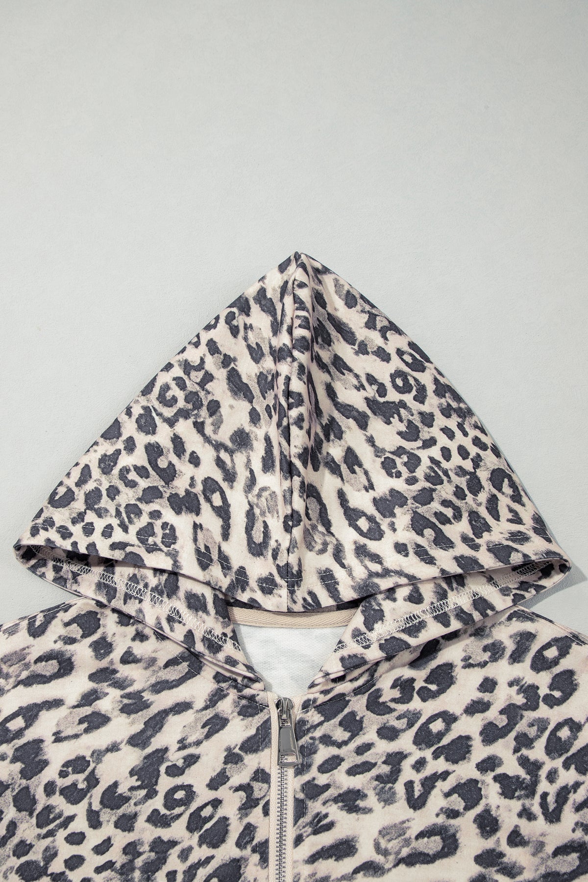 Leopard zip-up hoodie pant set, view 6