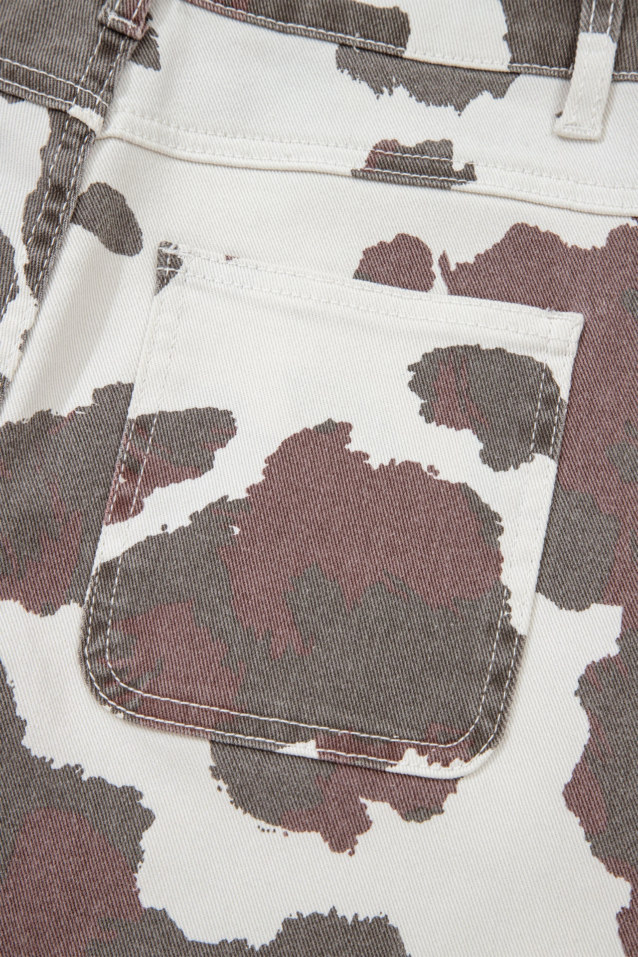 Brown Cow Spots Printed Multi Pocketed Jeans