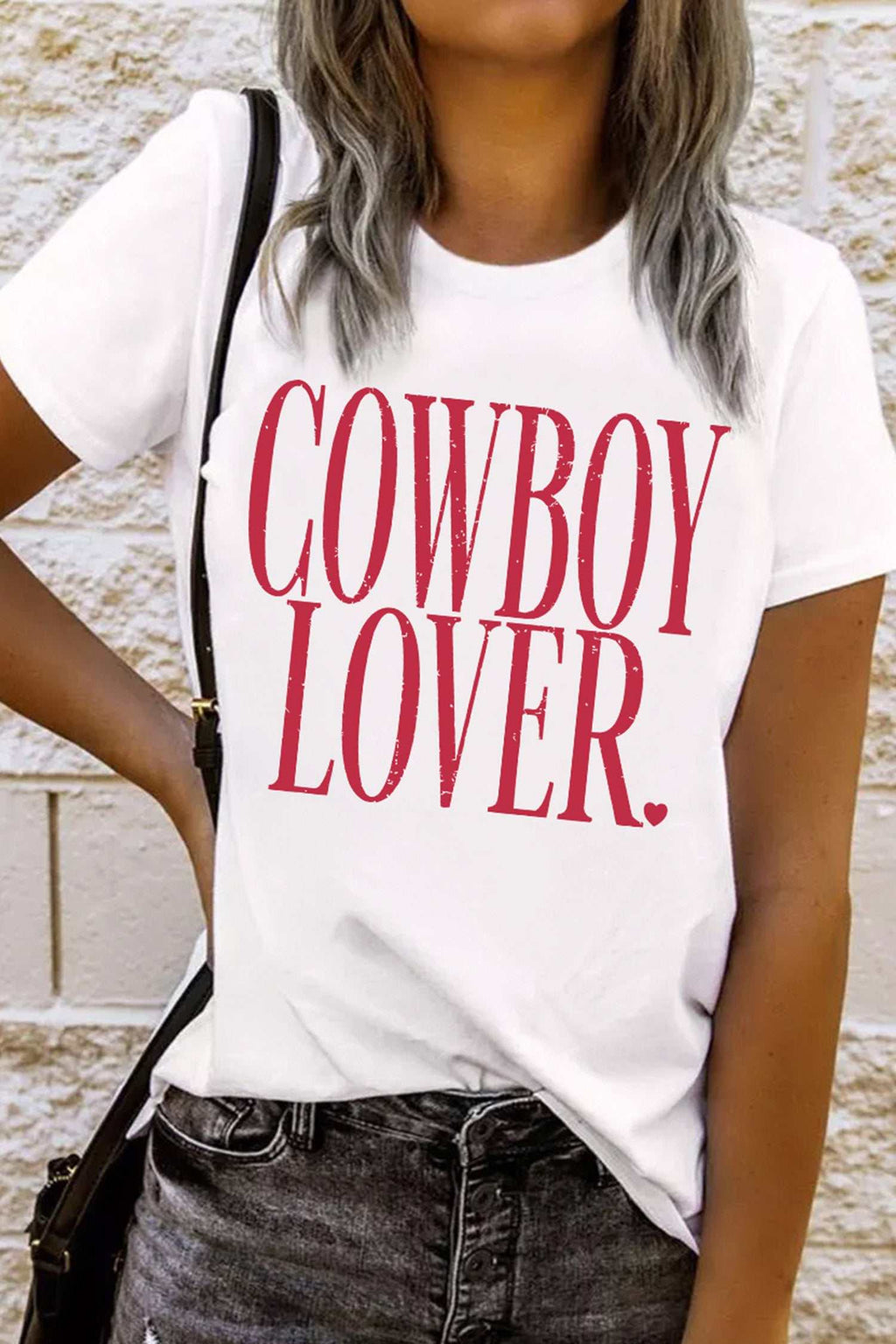 White Cowboy Lover graphic tee, view 7