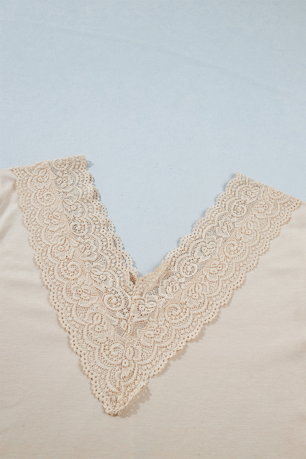 Apricot lace trim top, view 8