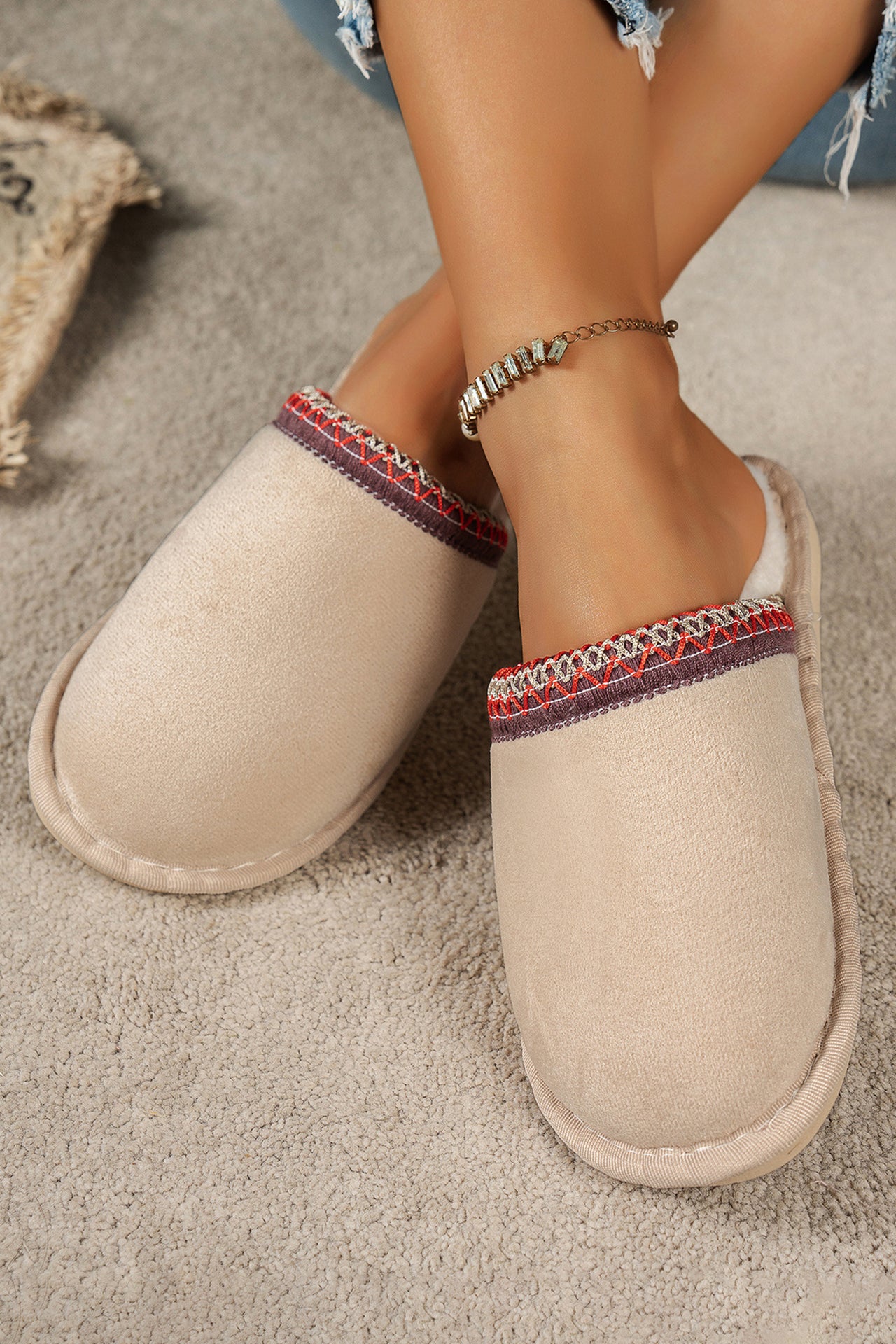 Gray Faux Suede Winter Slippers | Plush Lined