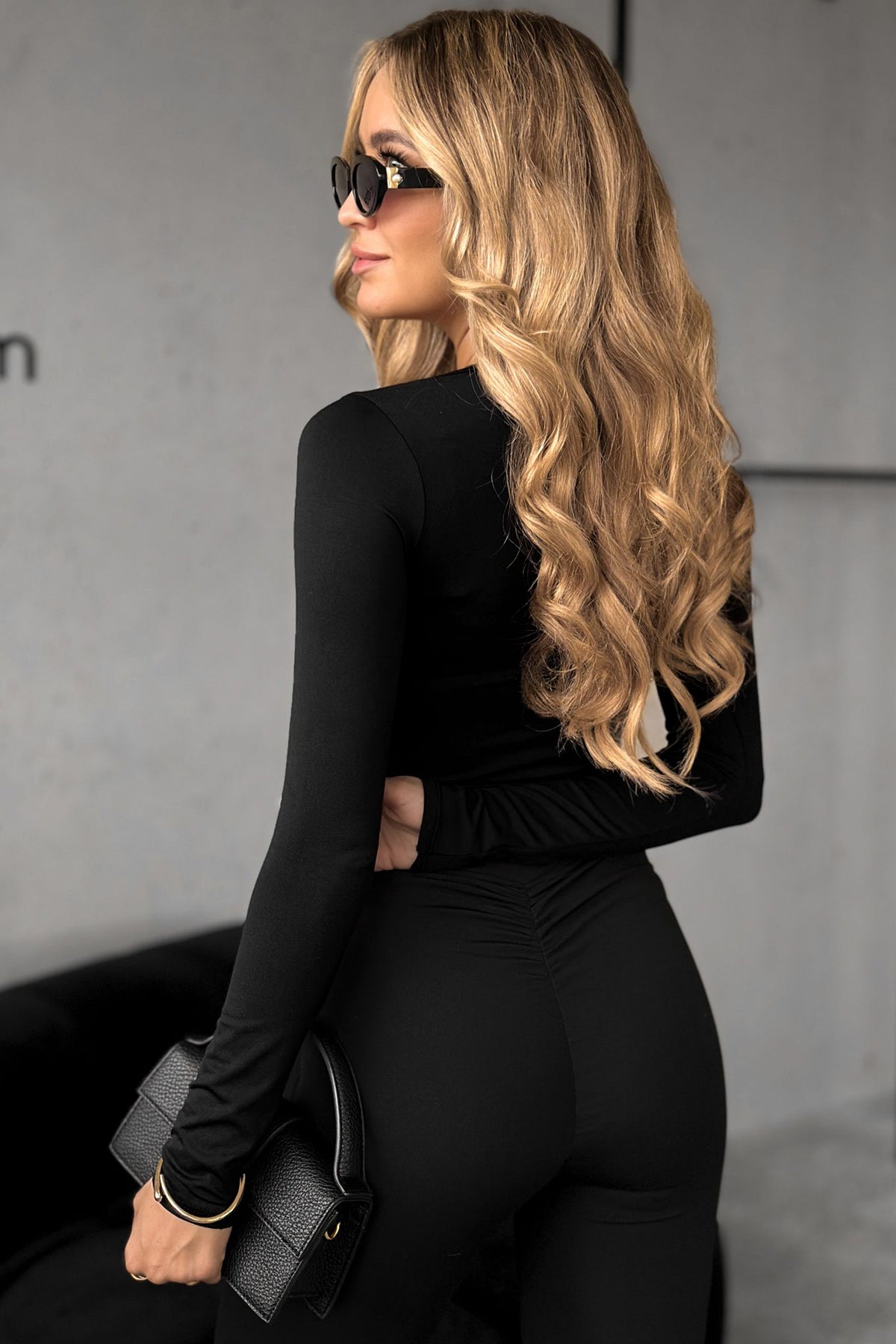Black Lace Trim Elegant Neckline Long Sleeve Slim Top Dear-Lover Dropshipping