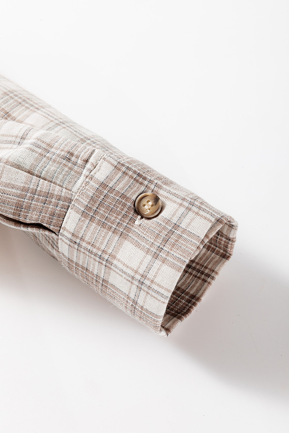 Khaki Checkered Print Loose Fit Buttoned Hooded Shacket Dear-Lover Dropshipping