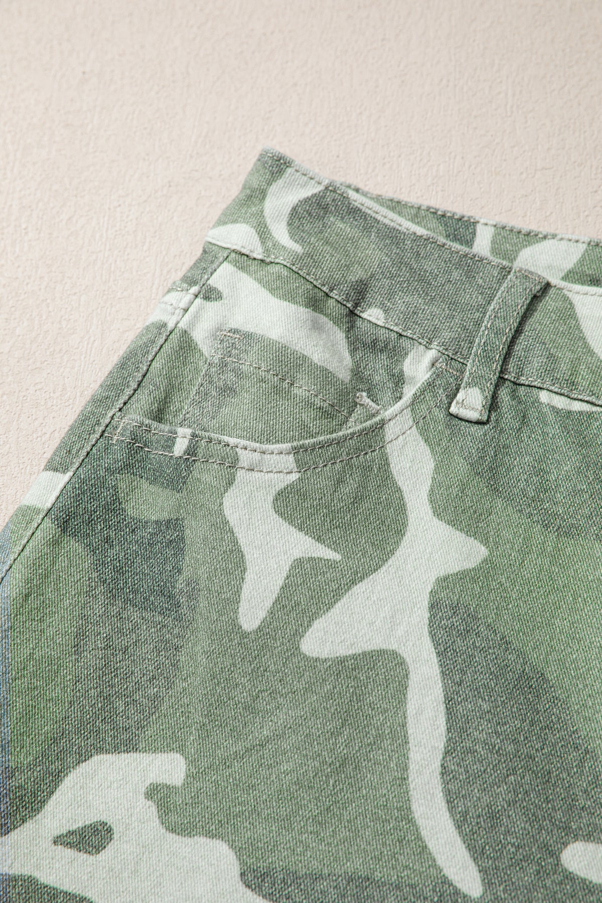 Green camo straight leg jeans, view 9