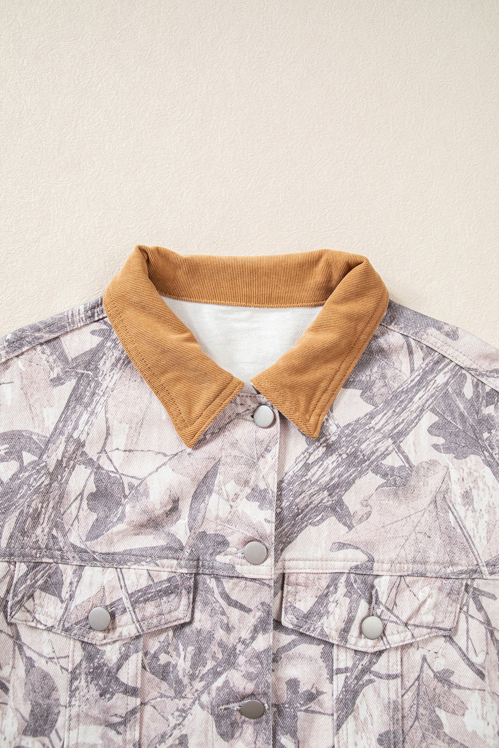 Gray camo denim jacket, view 7