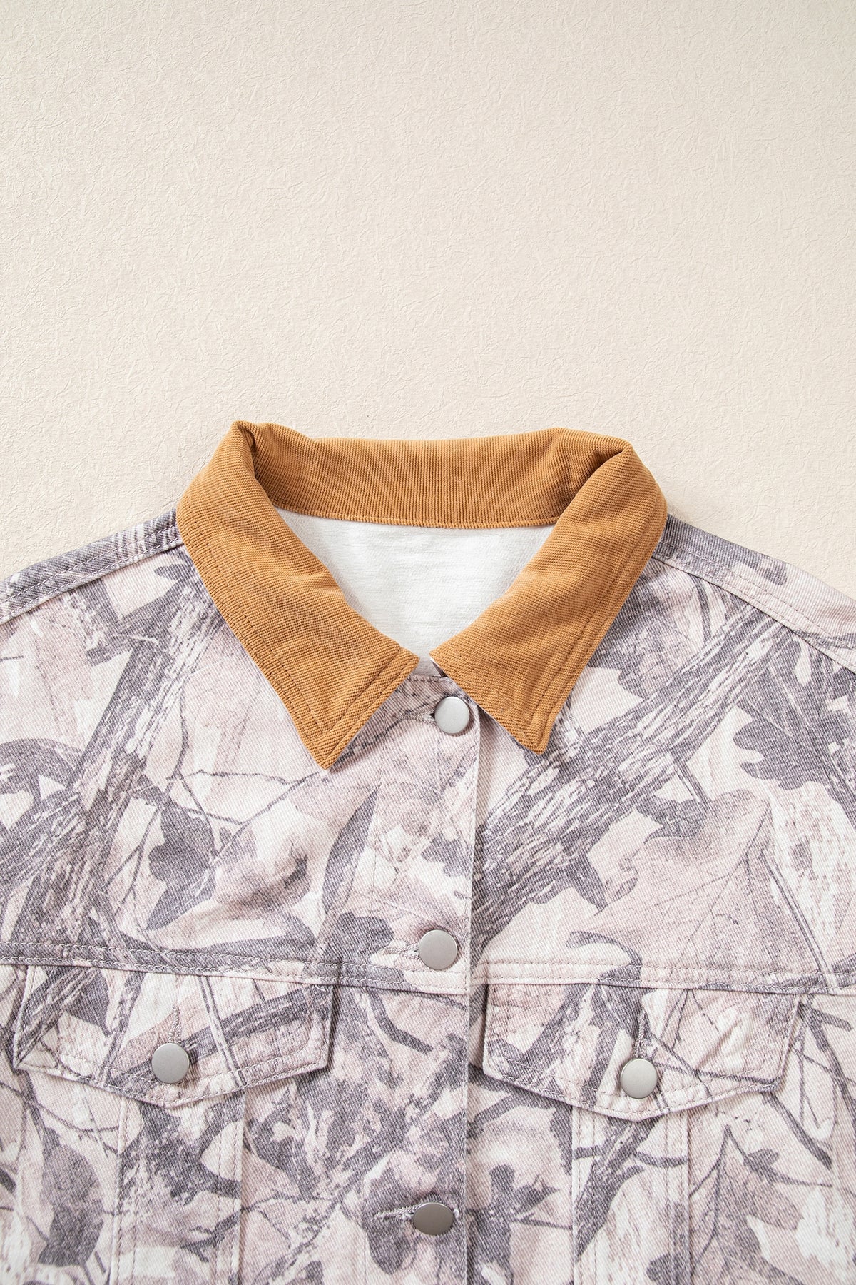 Gray camo denim jacket, view 7