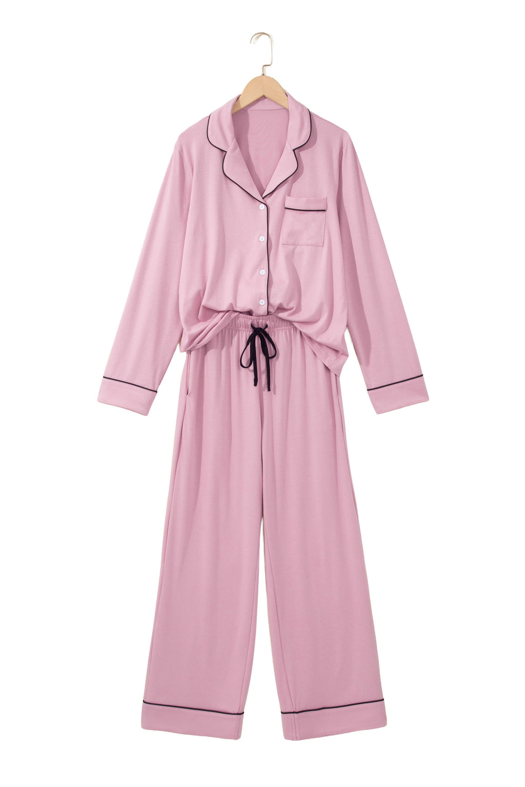 Contrast piping pajama set, view 19