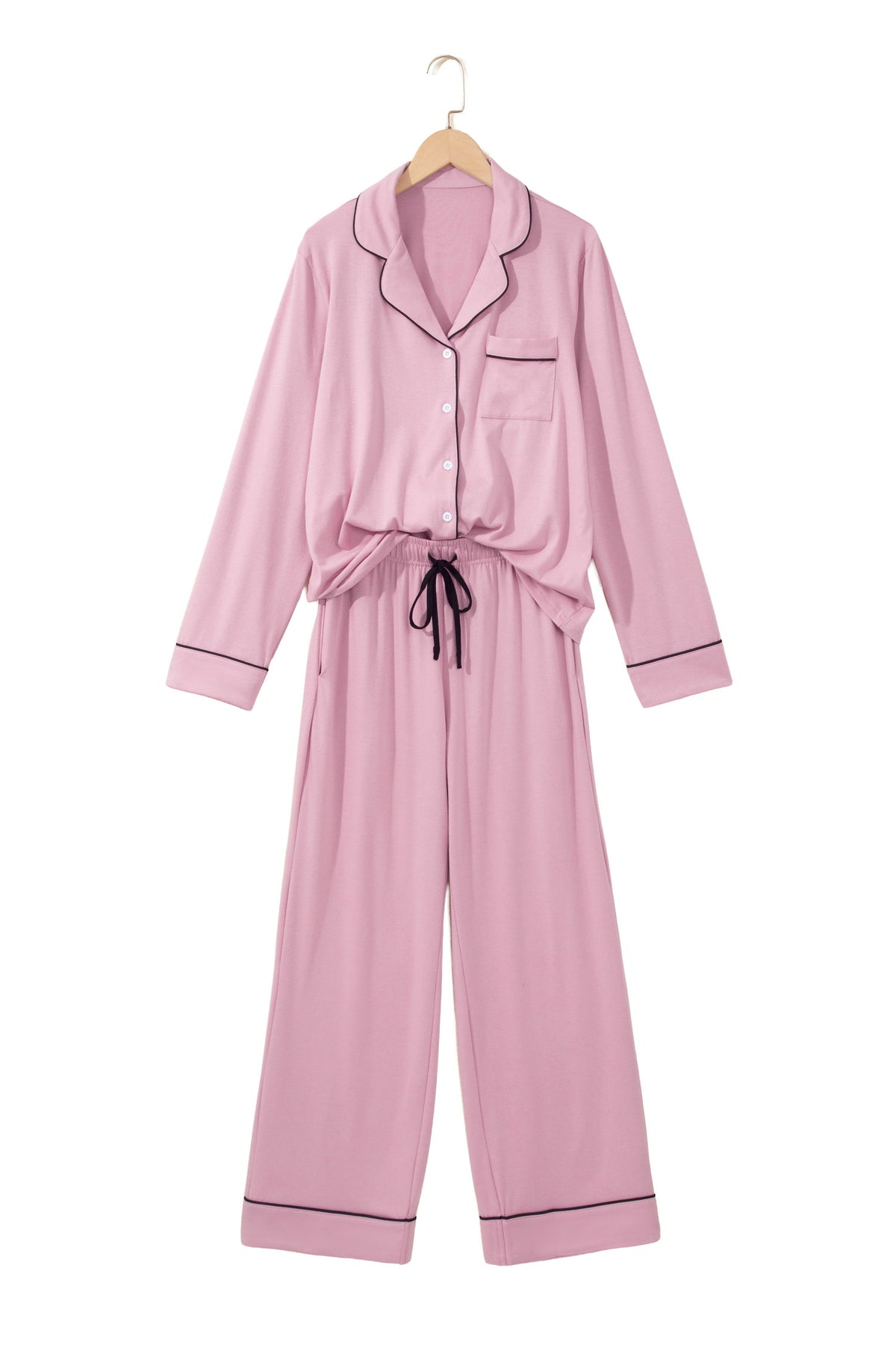 Contrast piping pajama set, view 19