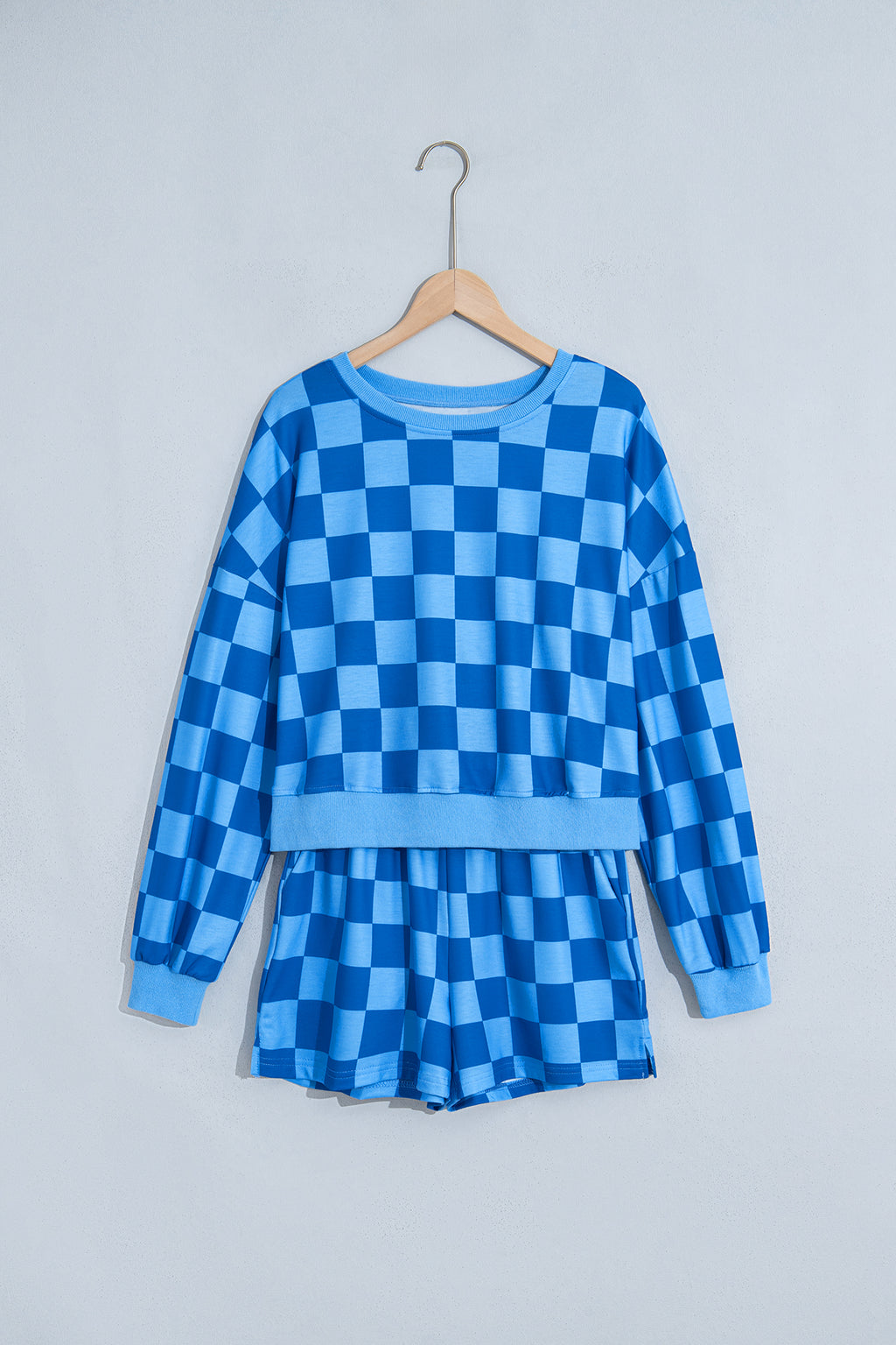 Blue plaid crop top set, alternate view