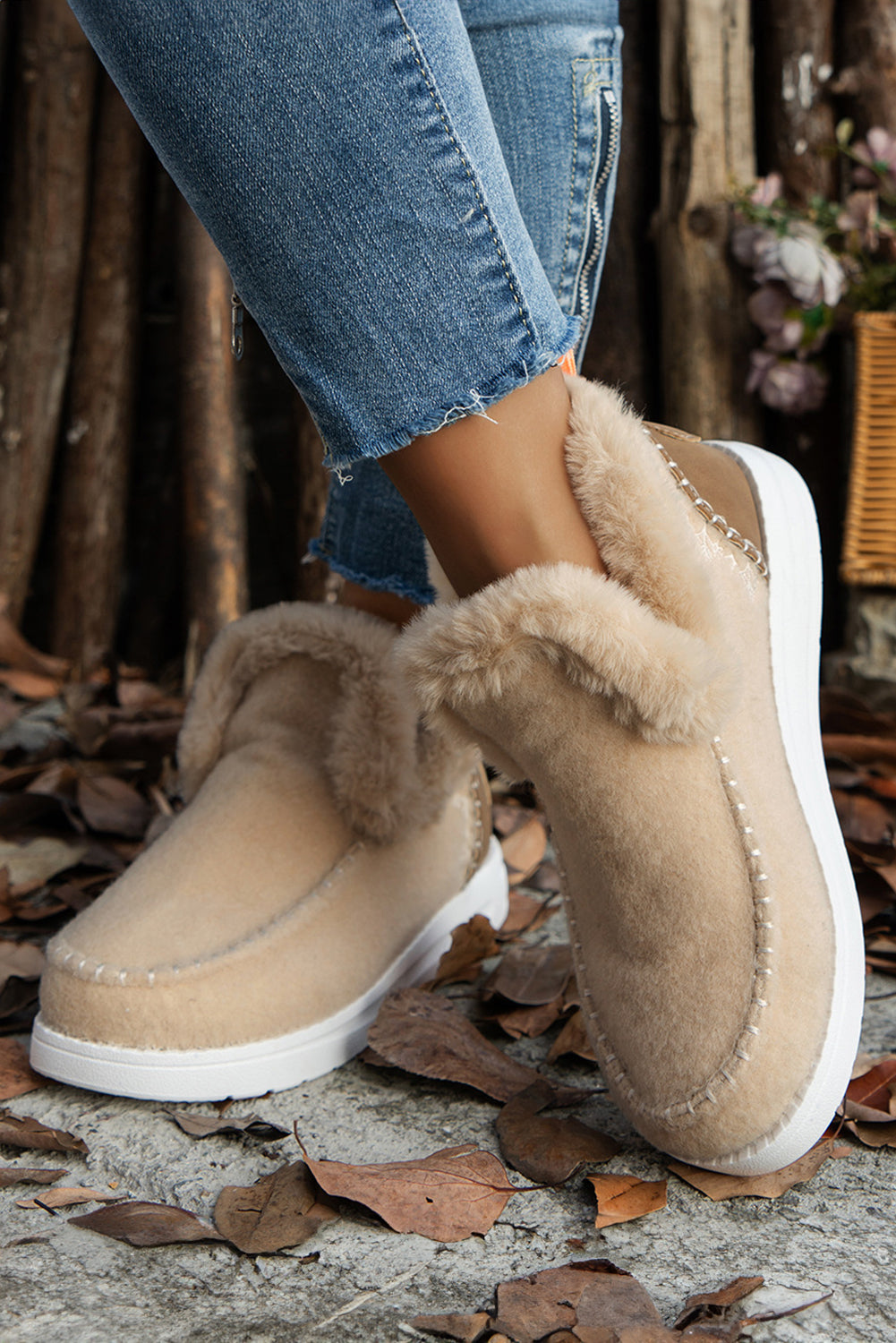 Beige suede ankle boots, alternate view