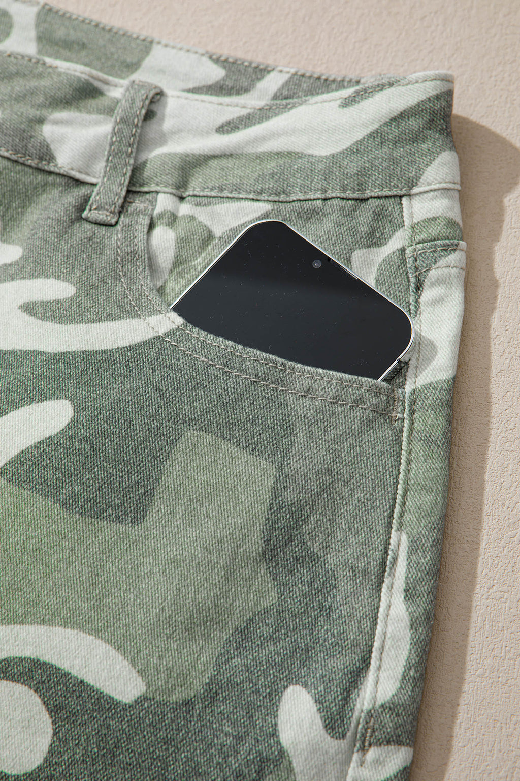 Green camo straight leg jeans, view 11