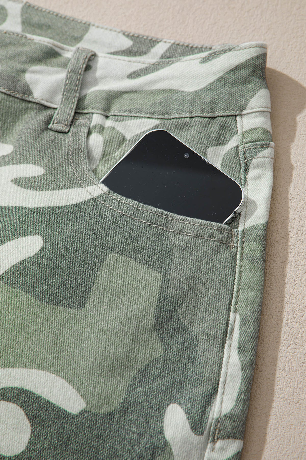 Green camo straight leg jeans, view 11