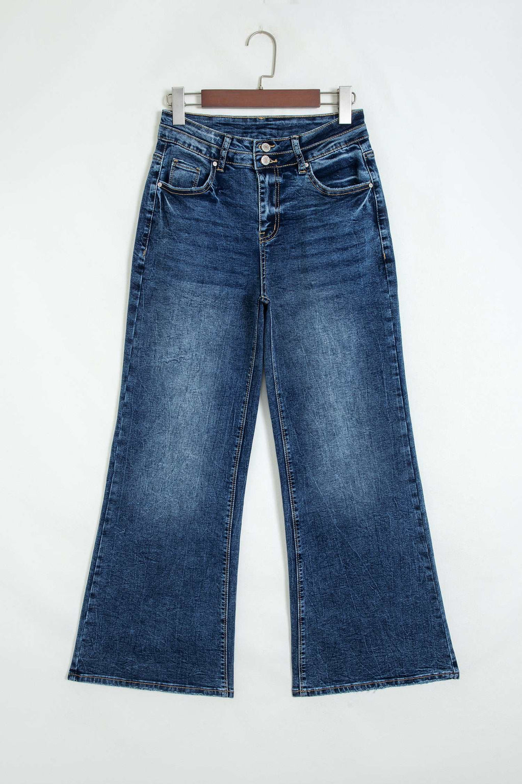 Blue acid wash flare jeans, view 24