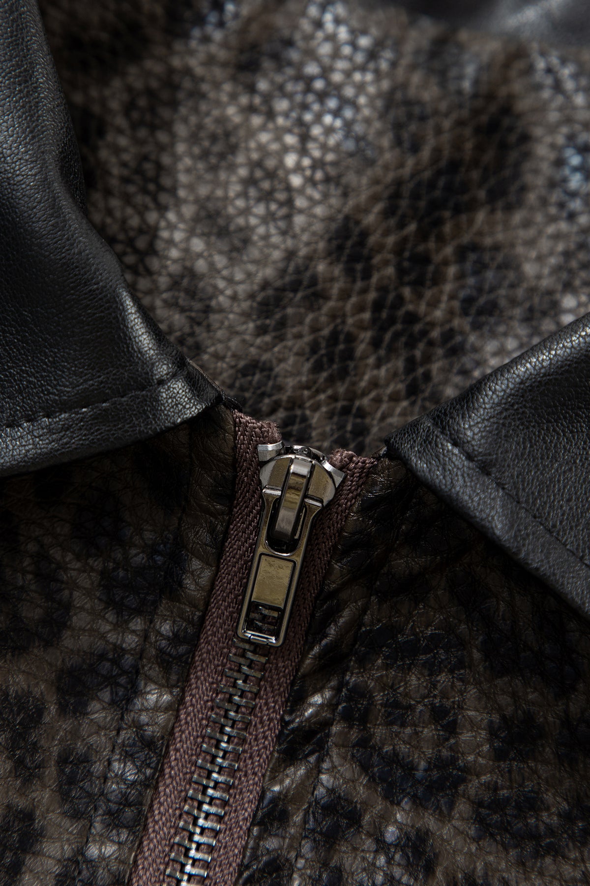 Leopard colorblock collar jacket, view 11