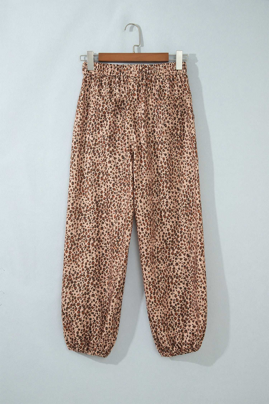 Khaki leopard drawstring pants, view 5