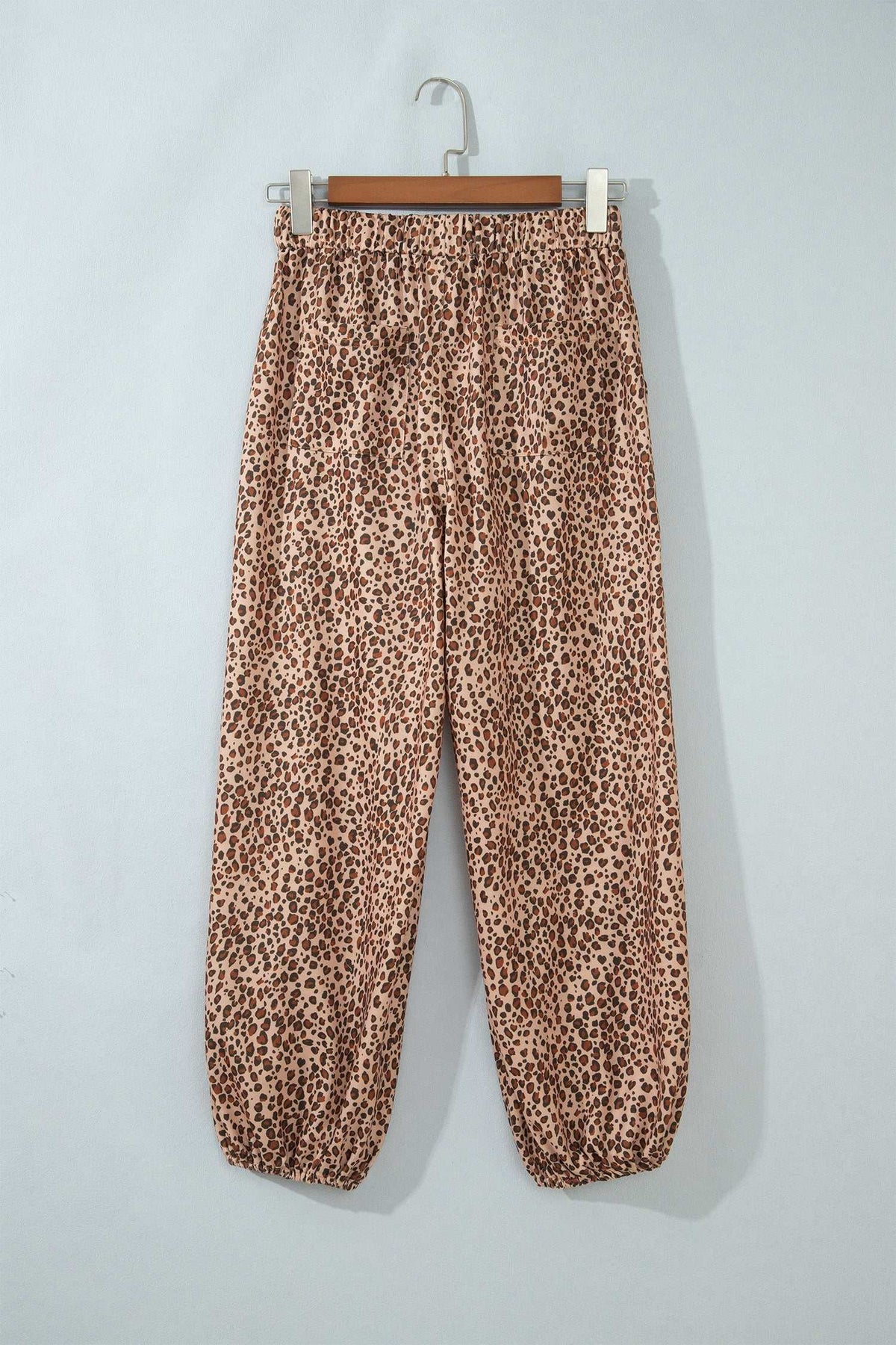 Khaki leopard drawstring pants, view 5