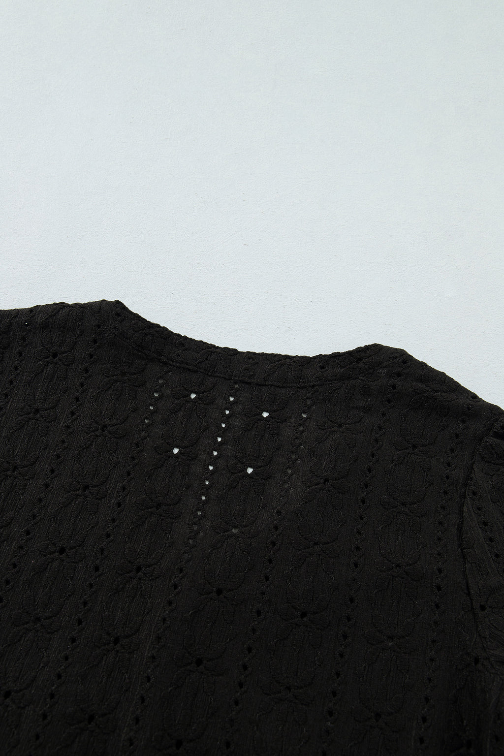 Black floral knit blouse, view 10