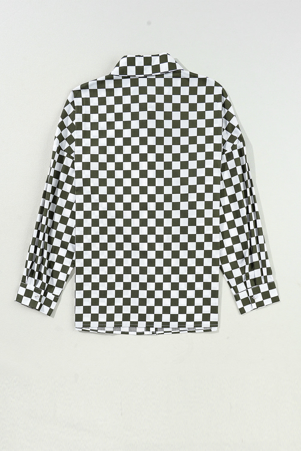 Green Checkerboard Print Drop Shoulder Shirt