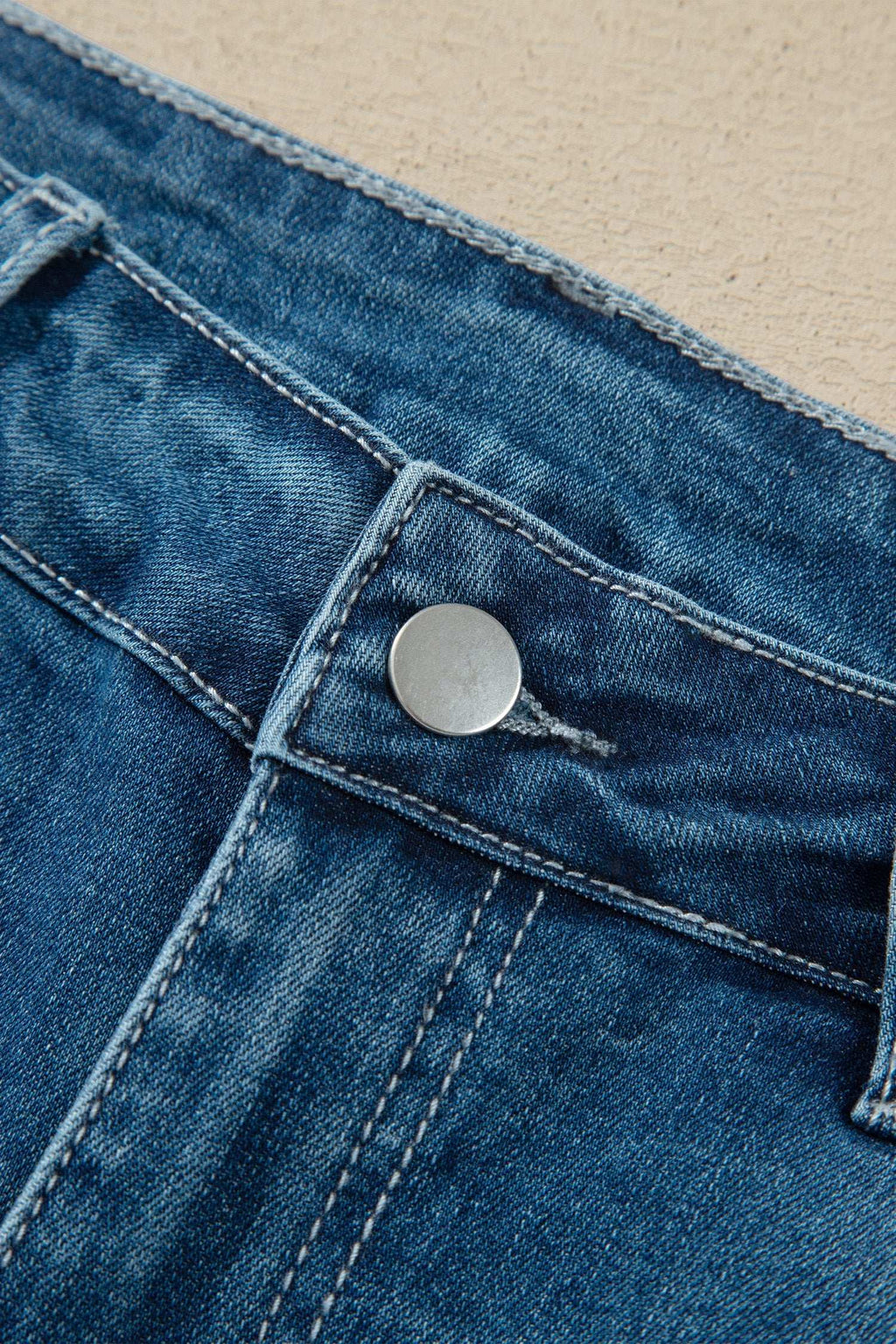Blue frayed hem flare jeans, view 17
