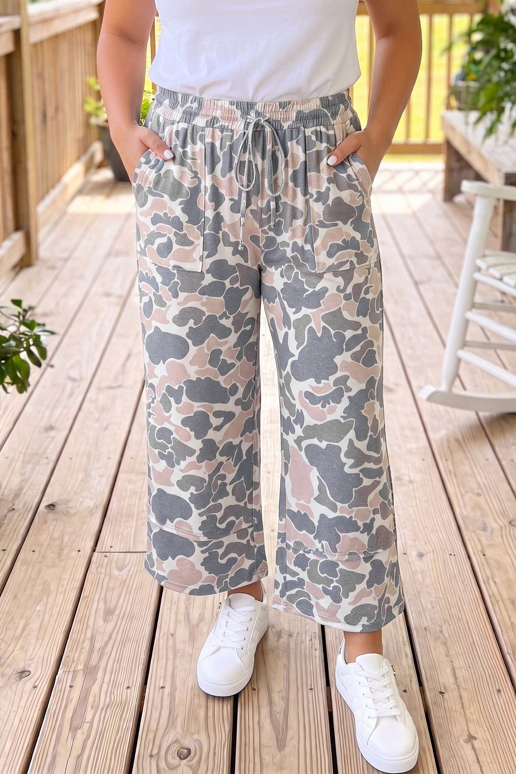 Khaki camo plus size pants, alternate view