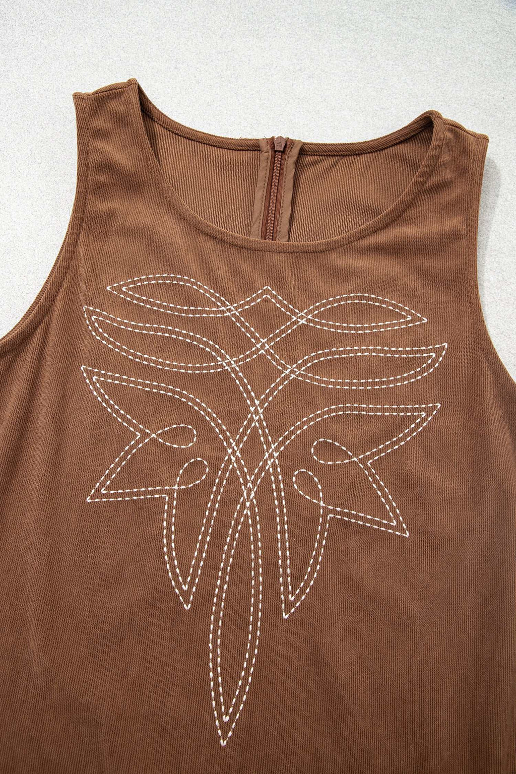 Coffee corduroy shift dress, view 10