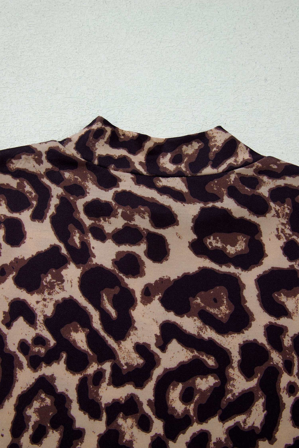 Khaki leopard high neck top, view 10