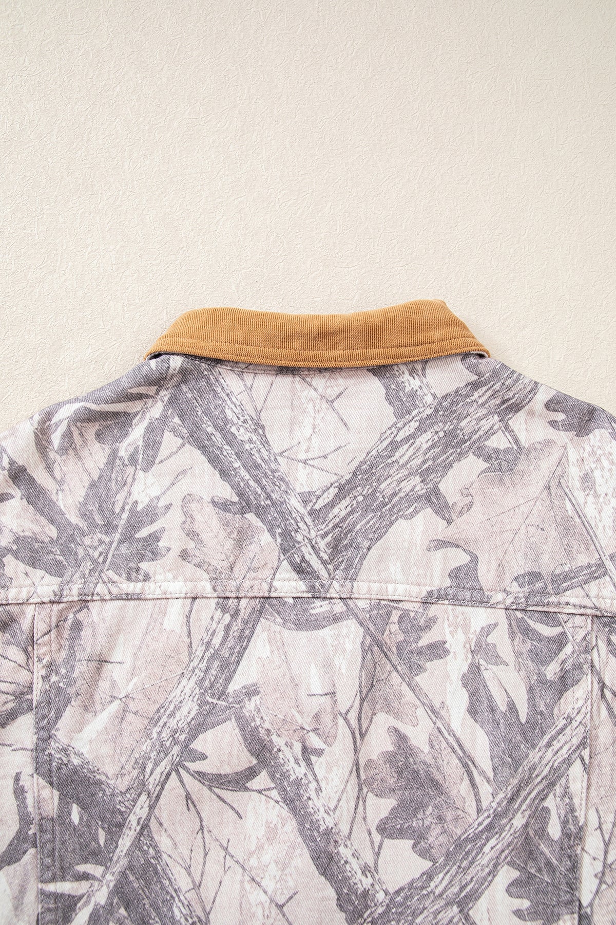 Gray camo denim jacket, view 8